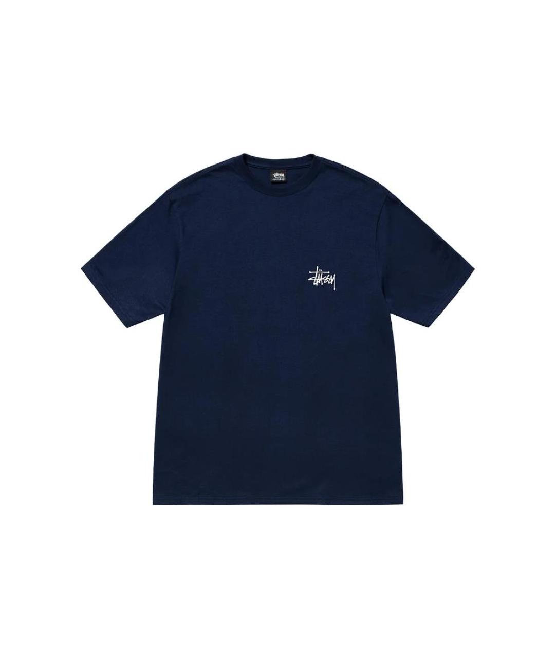 STUSSY Темно-синяя хлопковая футболка, фото 1
