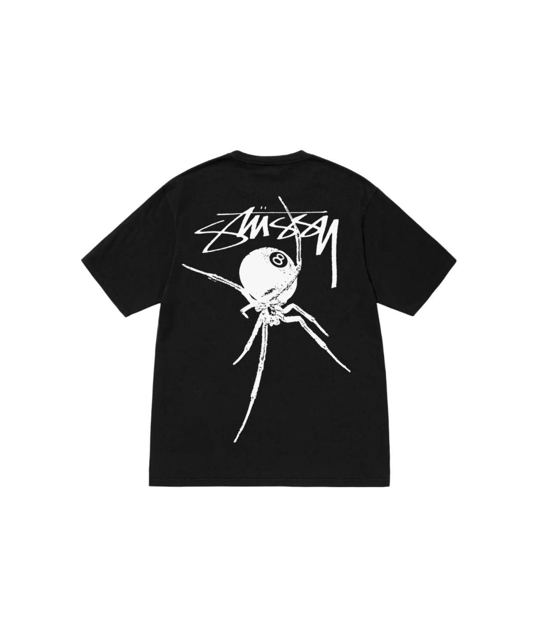 STUSSY Черная хлопковая футболка, фото 2