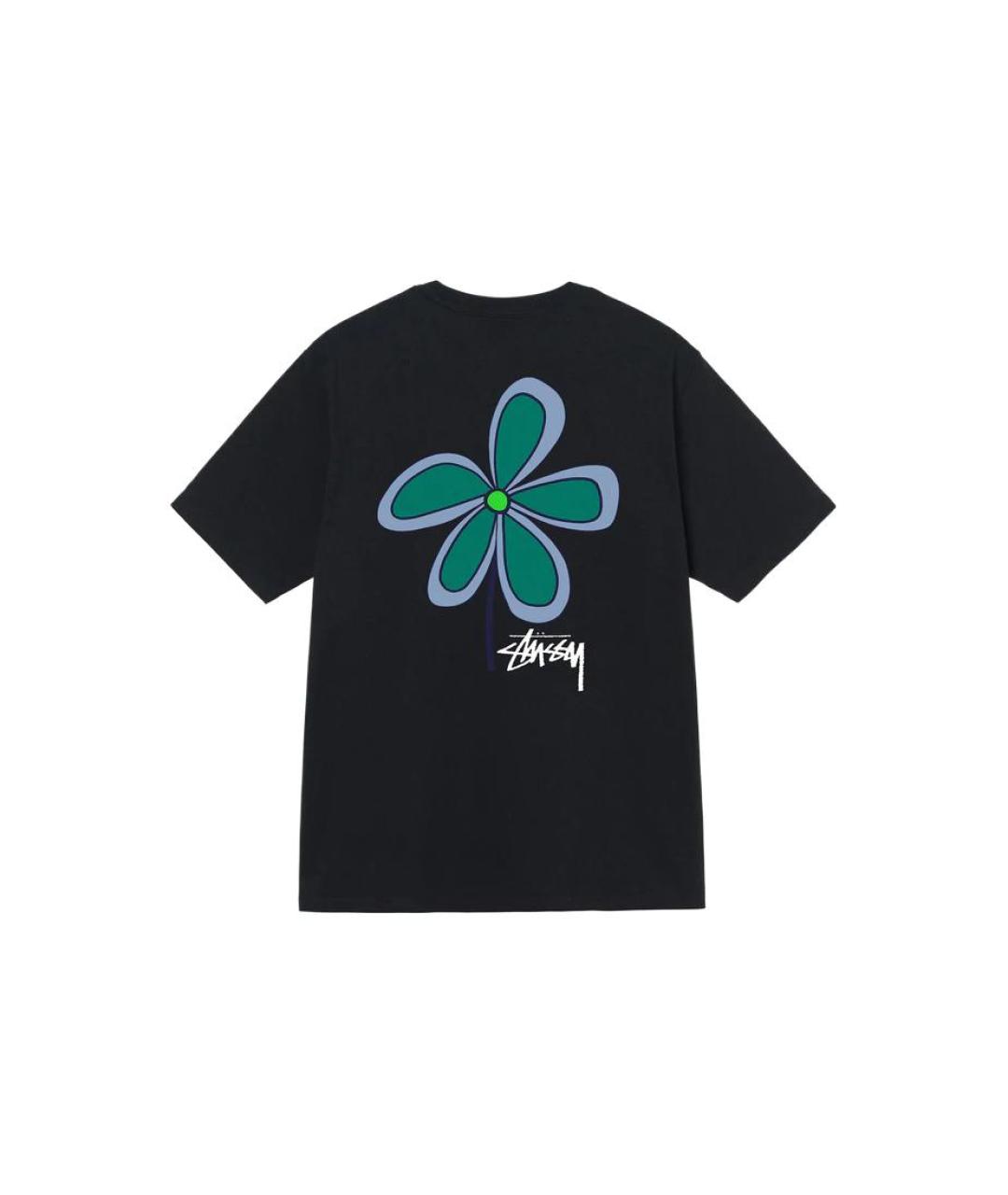 STUSSY Черная хлопковая футболка, фото 2