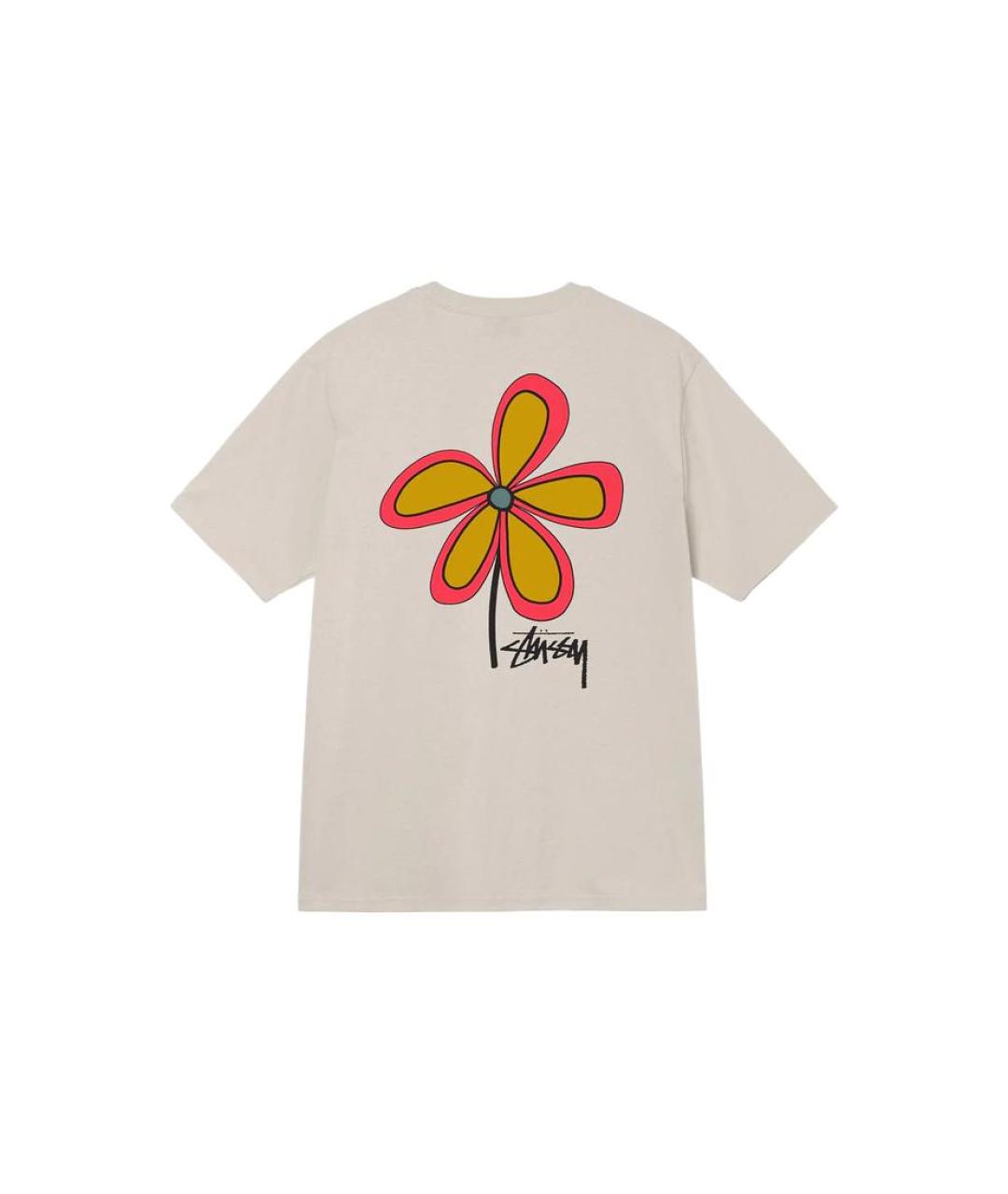 STUSSY Бежевая хлопковая футболка, фото 2