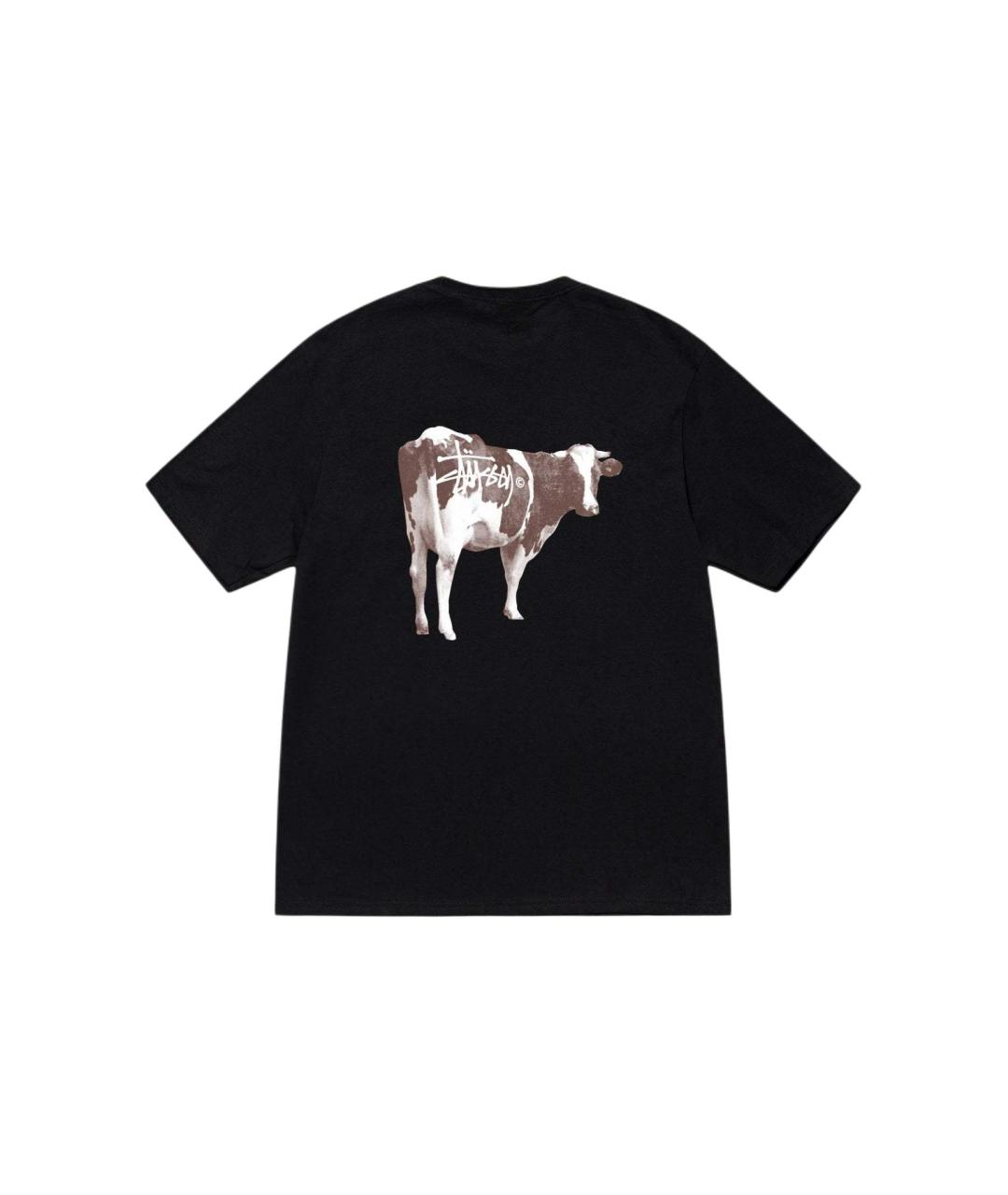 STUSSY Черная хлопковая футболка, фото 2