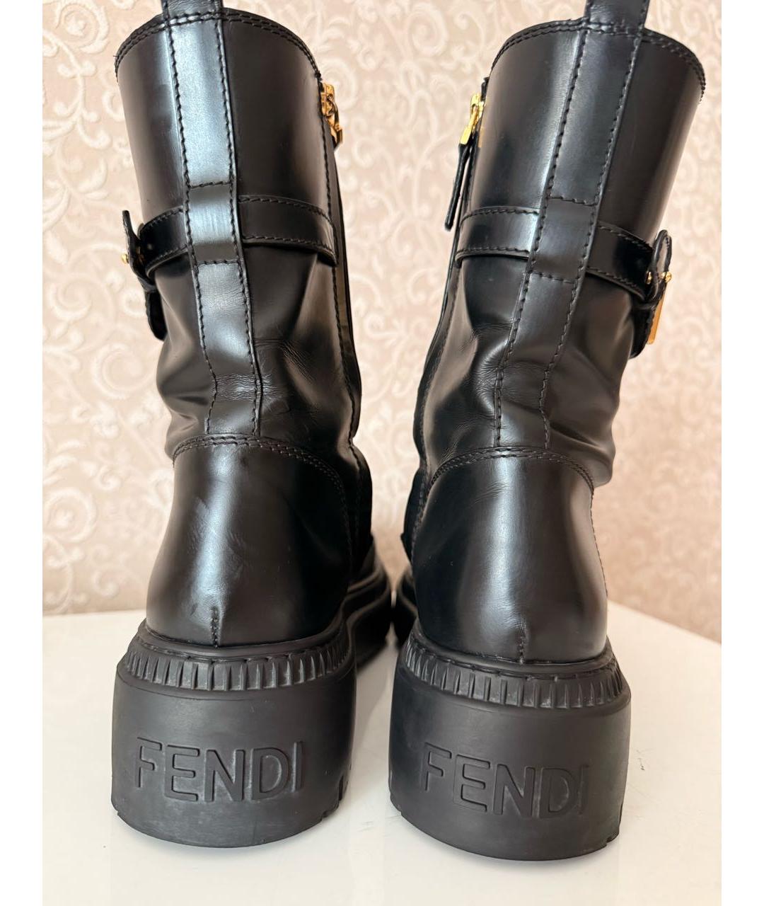 FENDI Черные кожаные ботинки, фото 4