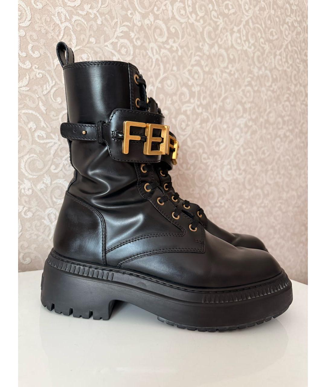 FENDI Черные кожаные ботинки, фото 7