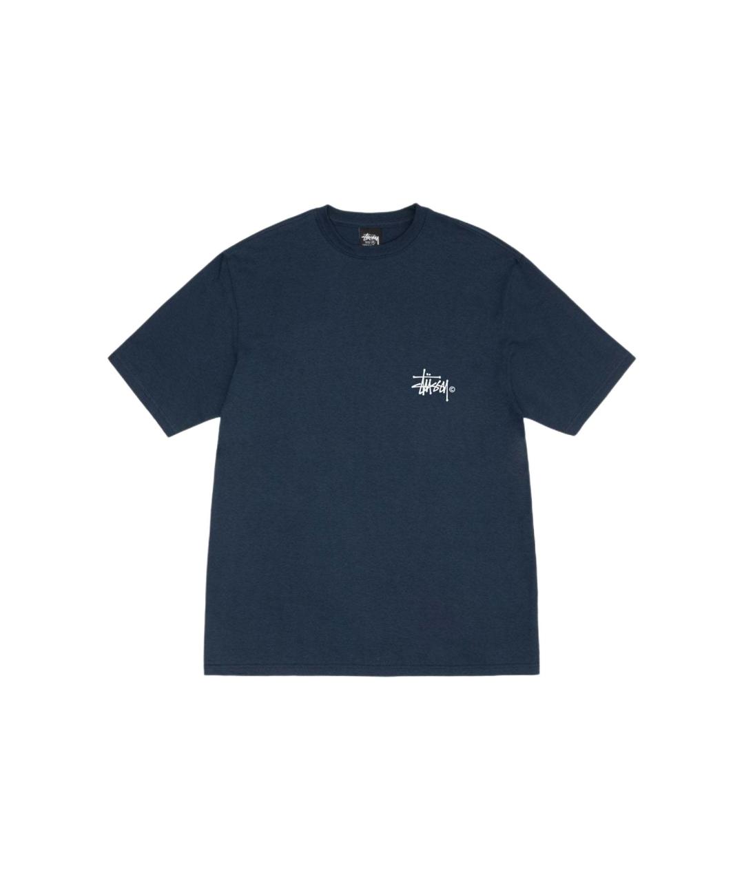 STUSSY Темно-синяя хлопковая футболка, фото 1