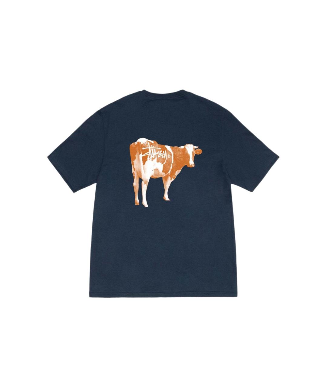 STUSSY Темно-синяя хлопковая футболка, фото 2