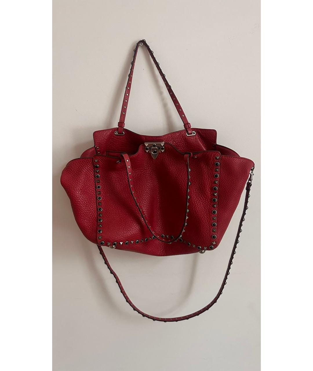 VALENTINO Красная кожаная сумка тоут, фото 2