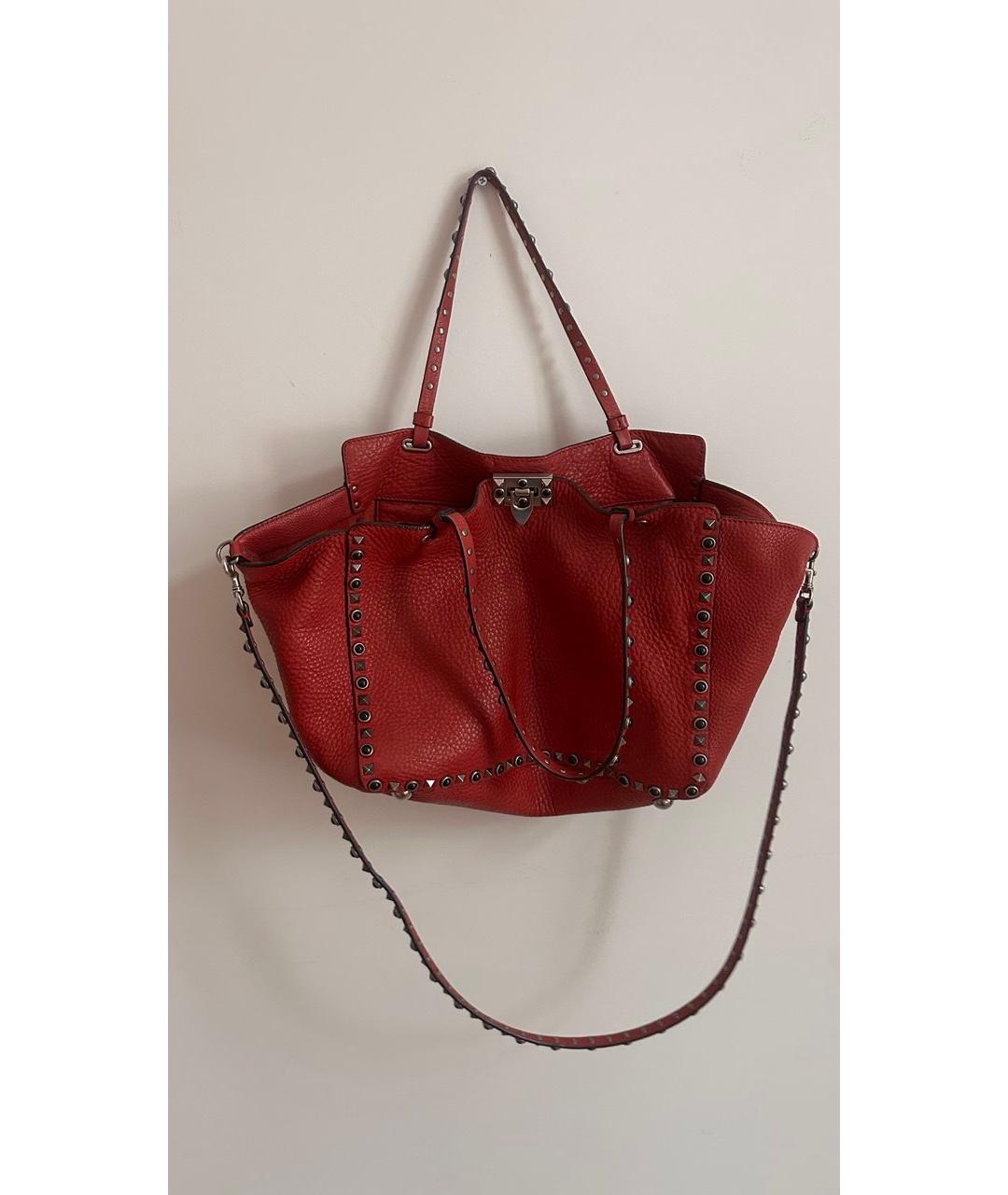 VALENTINO Красная кожаная сумка тоут, фото 3