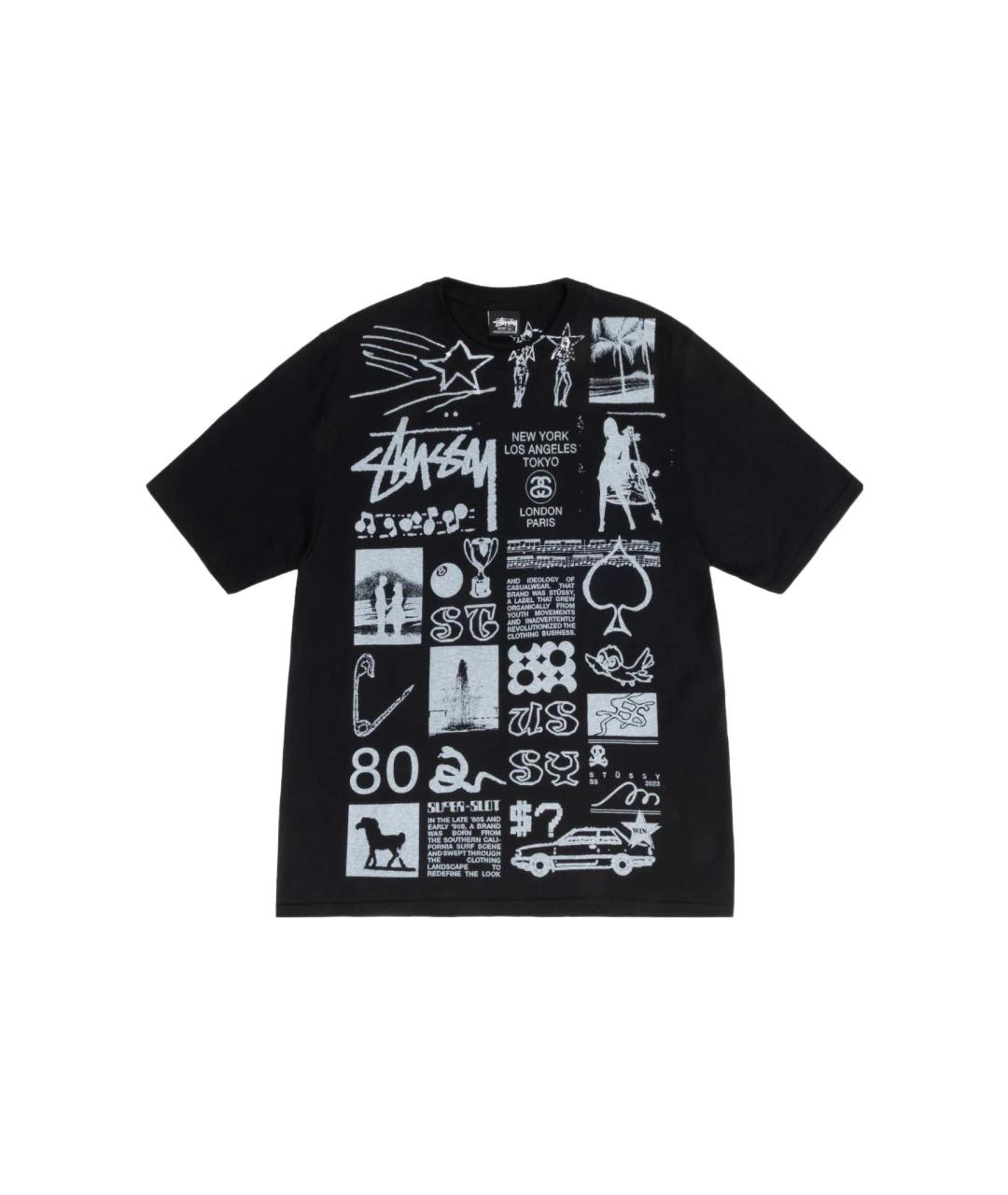 STUSSY Черная хлопковая футболка, фото 1