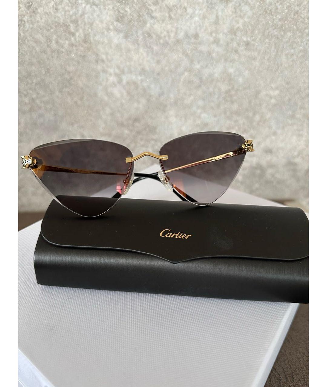 CARTIER Золотые металлические солнцезащитные очки, фото 9