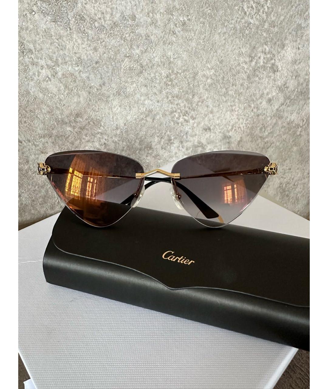 CARTIER Золотые металлические солнцезащитные очки, фото 2