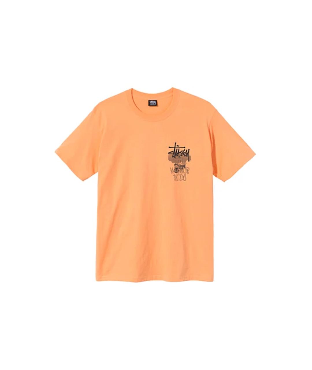 STUSSY Оранжевая хлопковая футболка, фото 1