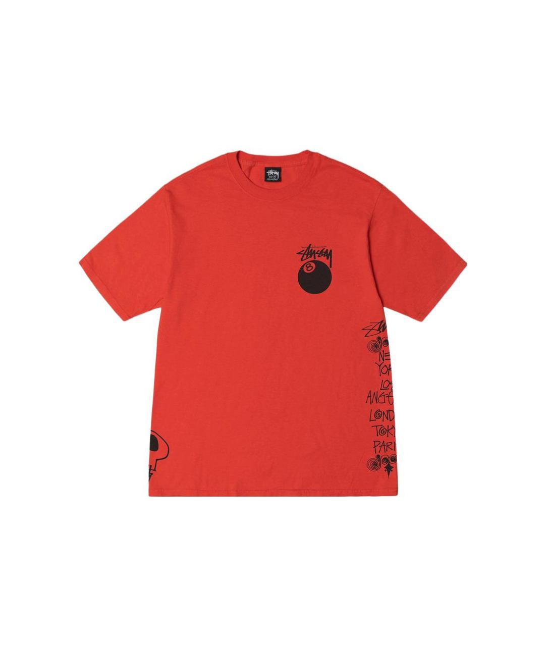 STUSSY Красная хлопковая футболка, фото 1