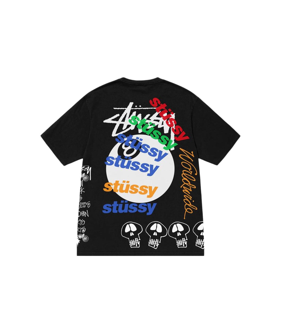 STUSSY Черная хлопковая футболка, фото 2