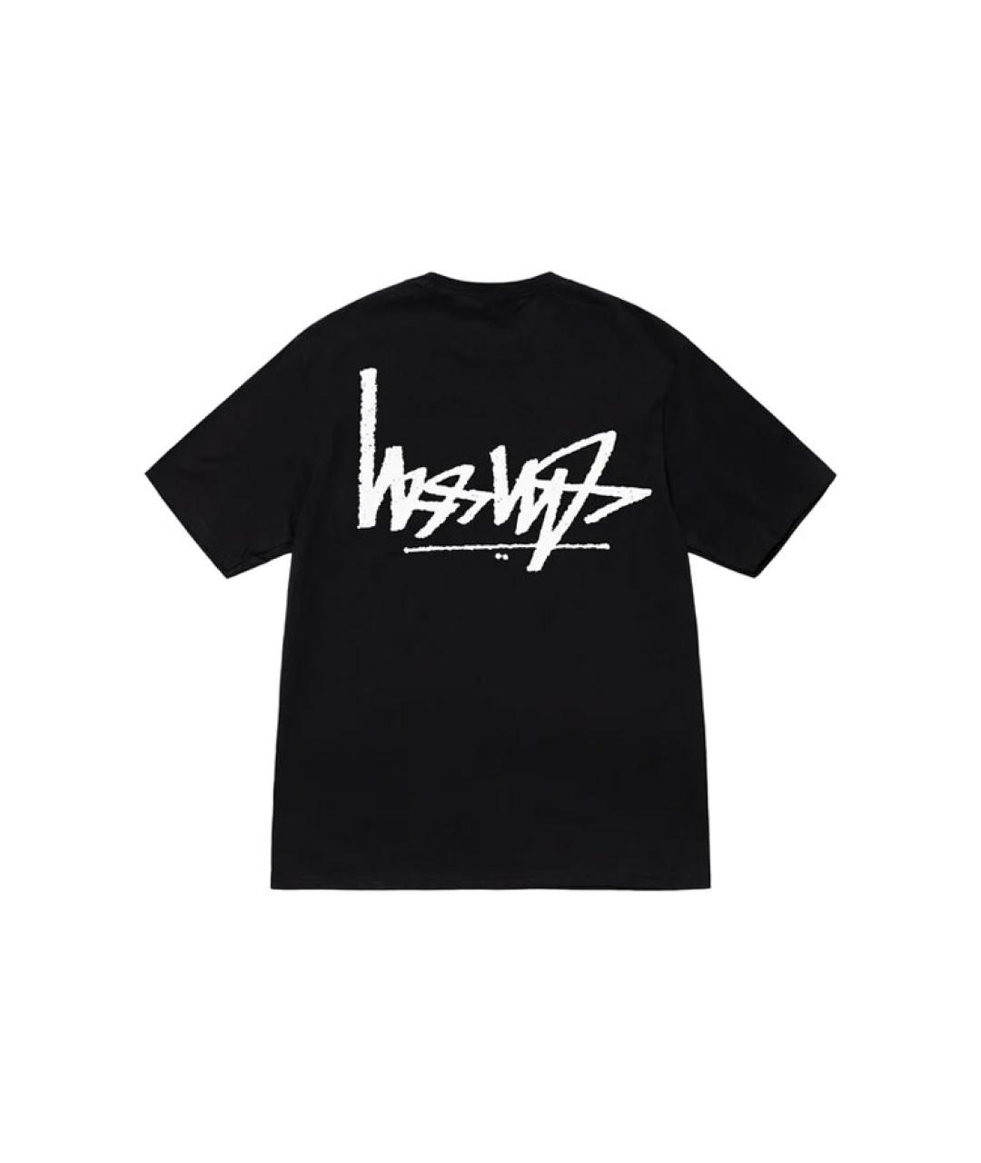 STUSSY Черная хлопковая футболка, фото 2