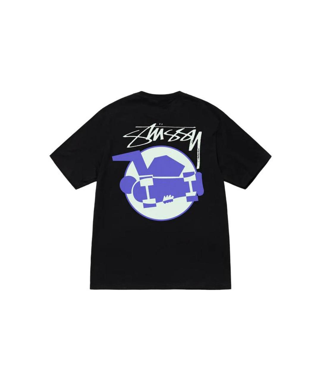 STUSSY Черная хлопковая футболка, фото 2