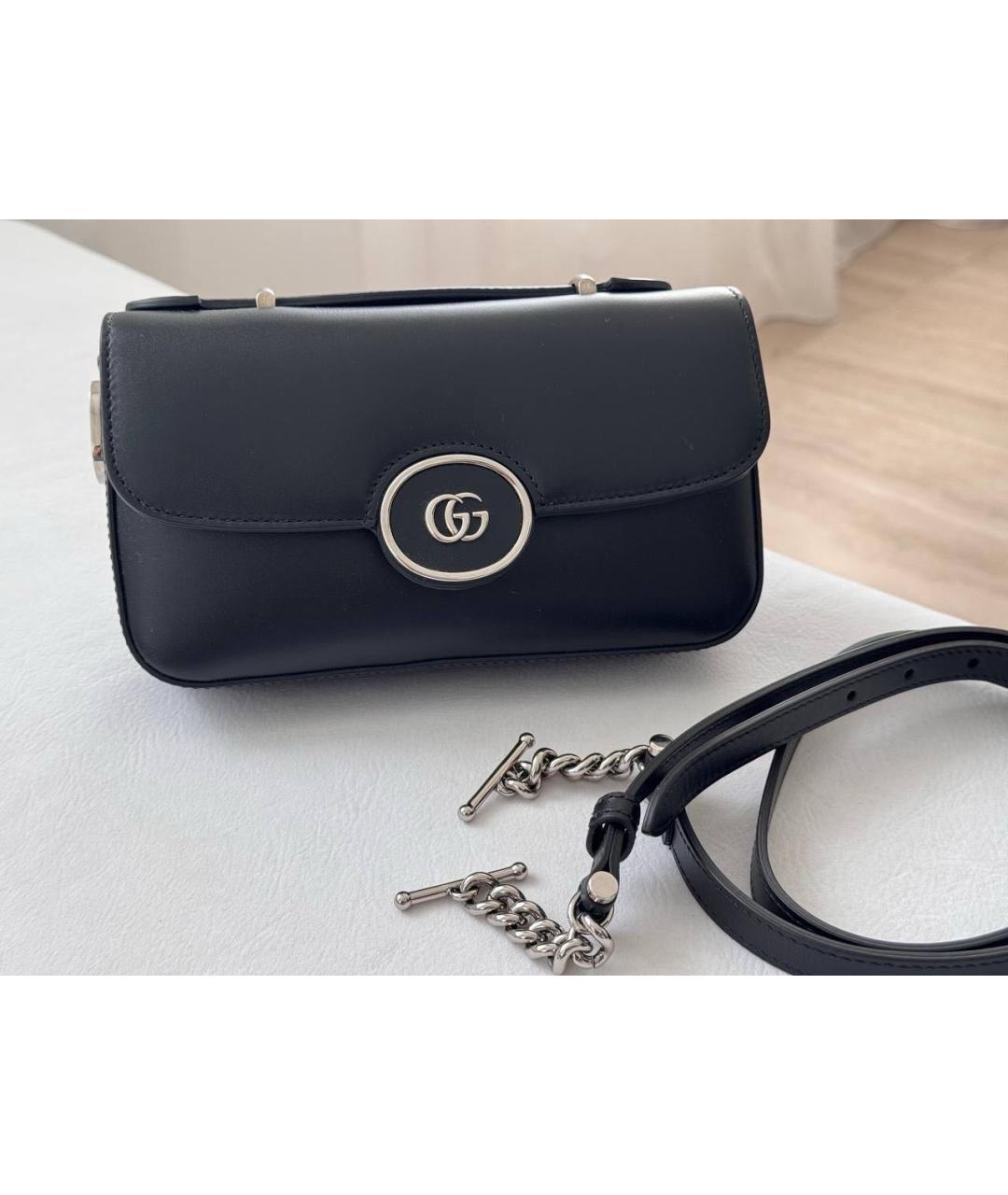 GUCCI Черная кожаная сумка с короткими ручками, фото 7