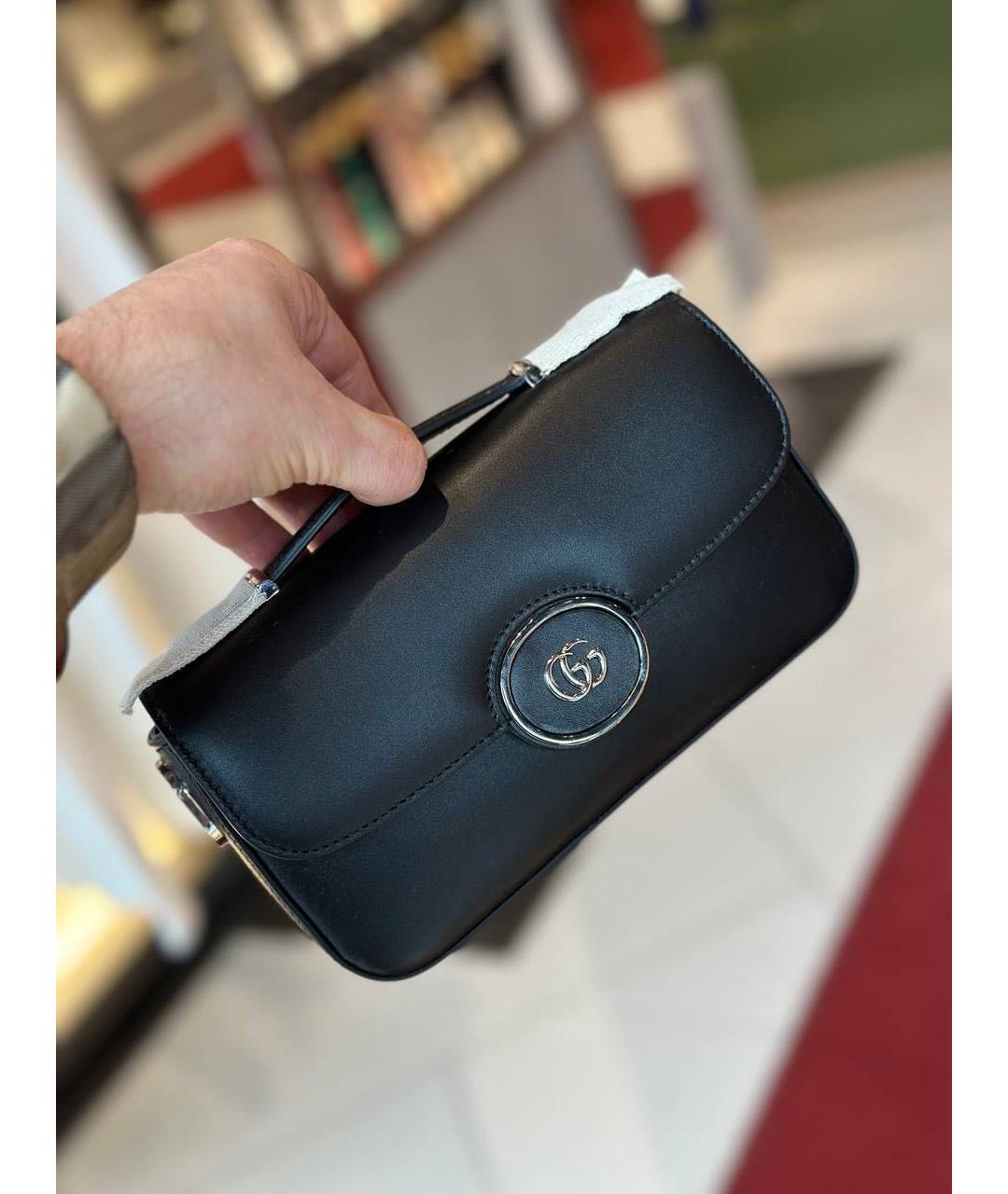 GUCCI Черная кожаная сумка с короткими ручками, фото 5