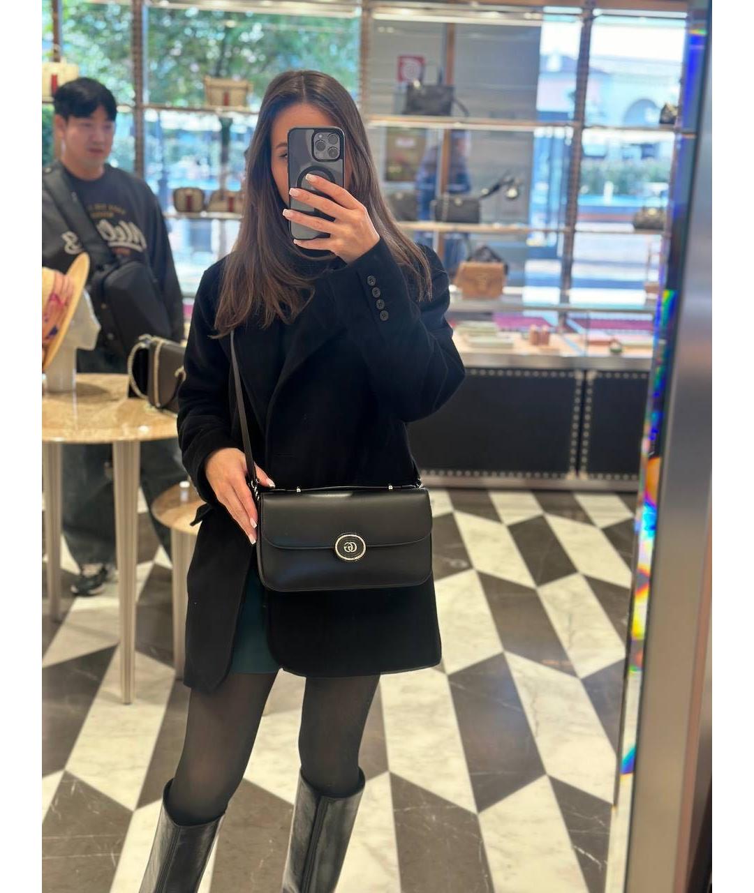 GUCCI Черная кожаная сумка с короткими ручками, фото 6