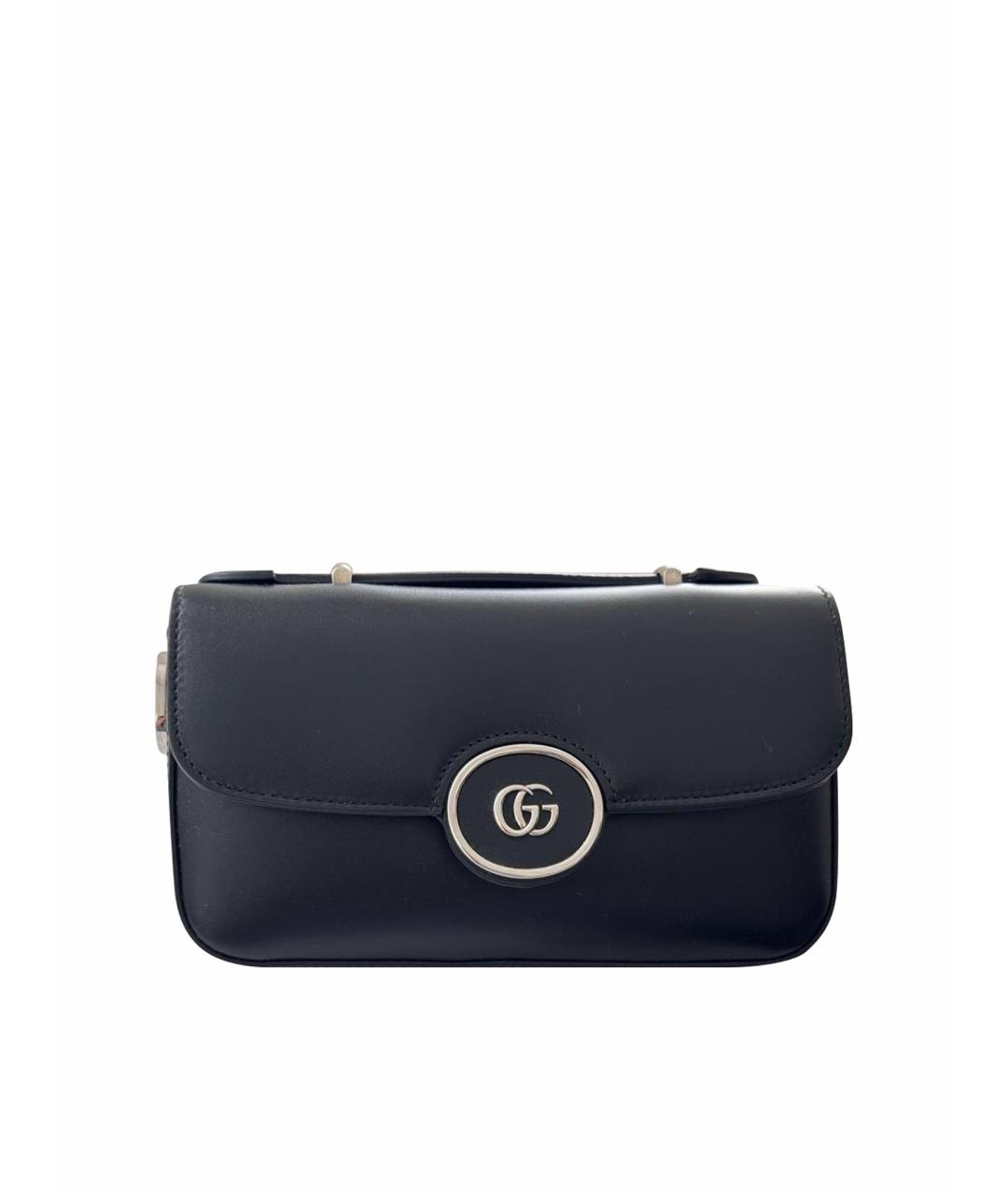 GUCCI Черная кожаная сумка с короткими ручками, фото 1