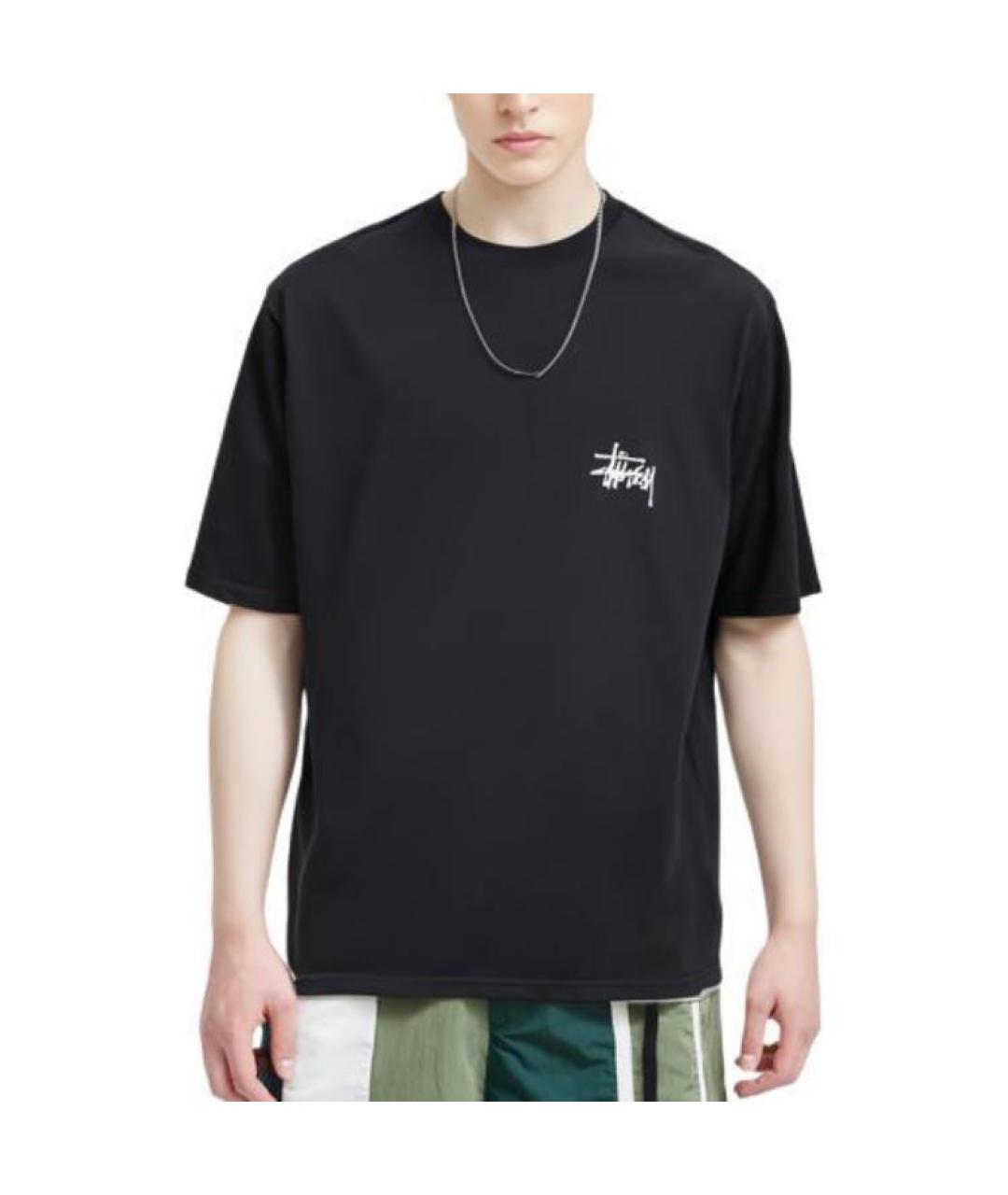 STUSSY Черная хлопковая футболка, фото 3