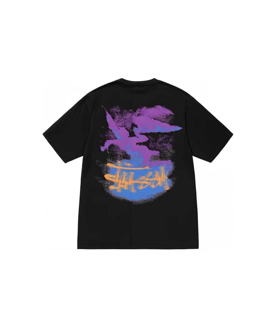 STUSSY Черная хлопковая футболка, фото 2