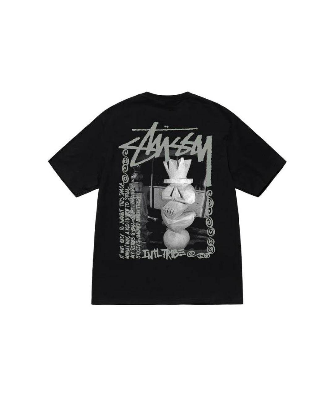 STUSSY Черная хлопковая футболка, фото 2