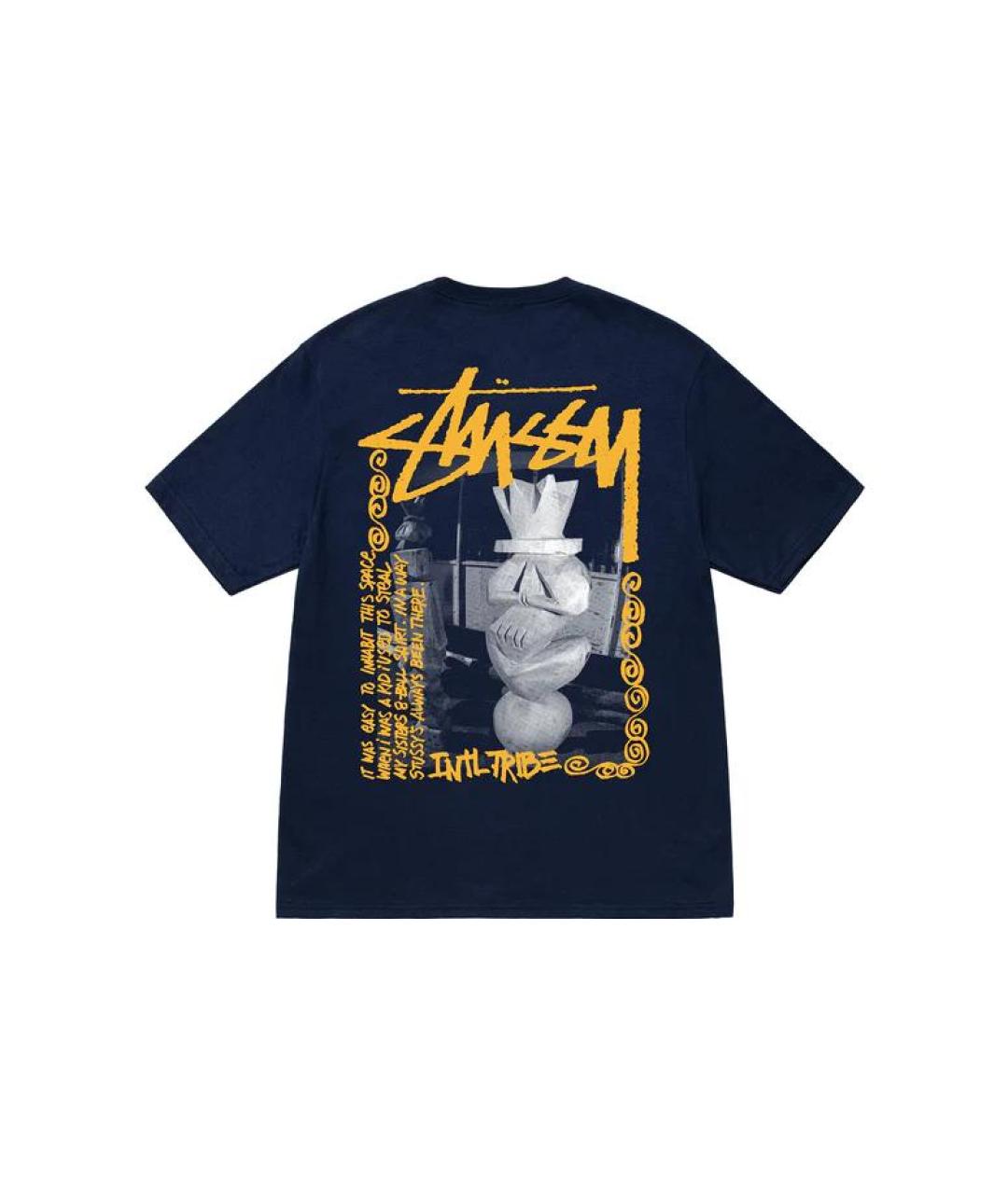 STUSSY Темно-синяя хлопковая футболка, фото 2