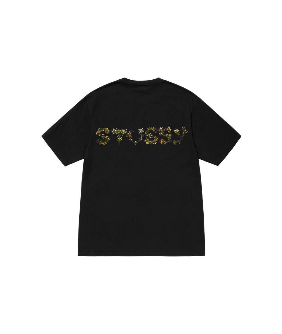 STUSSY Черная хлопковая футболка, фото 2