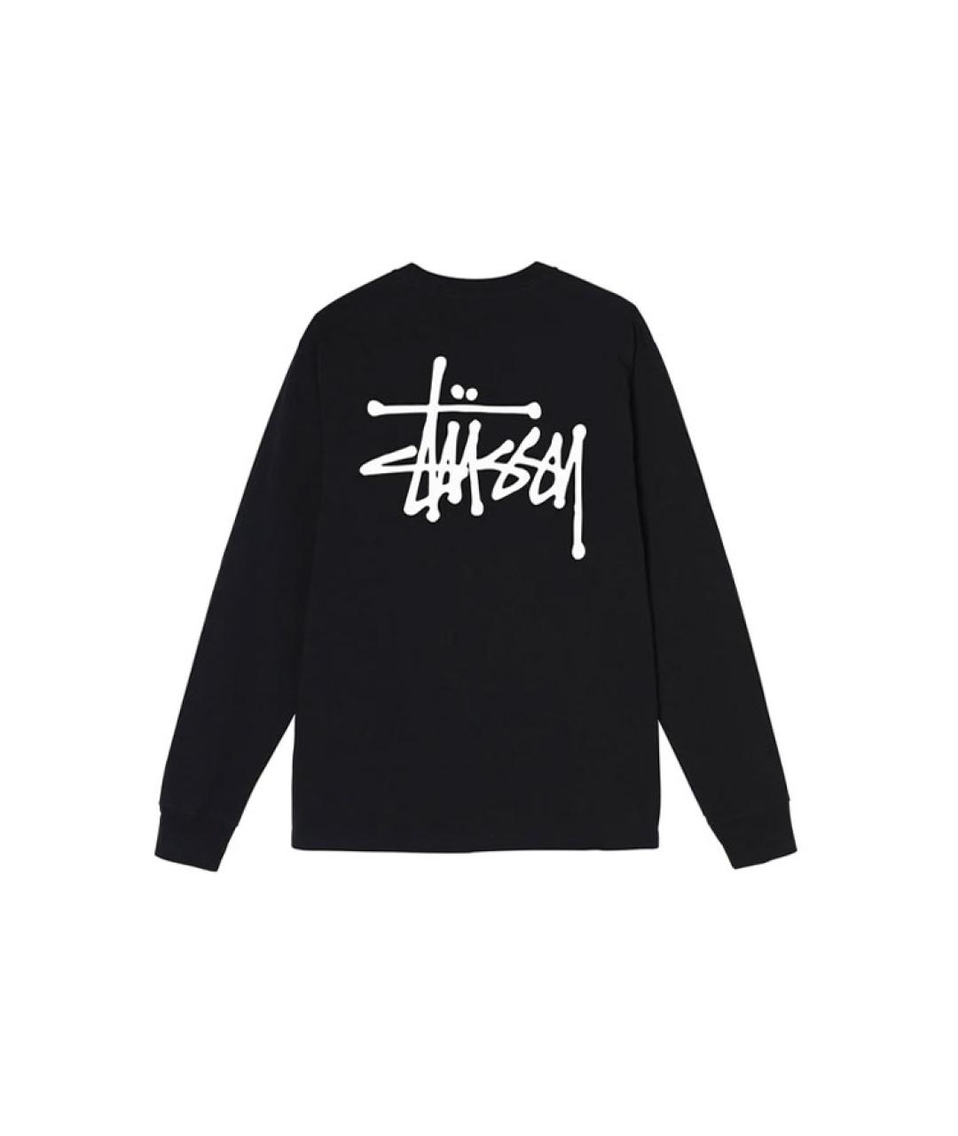 STUSSY Черная хлопковая футболка, фото 2