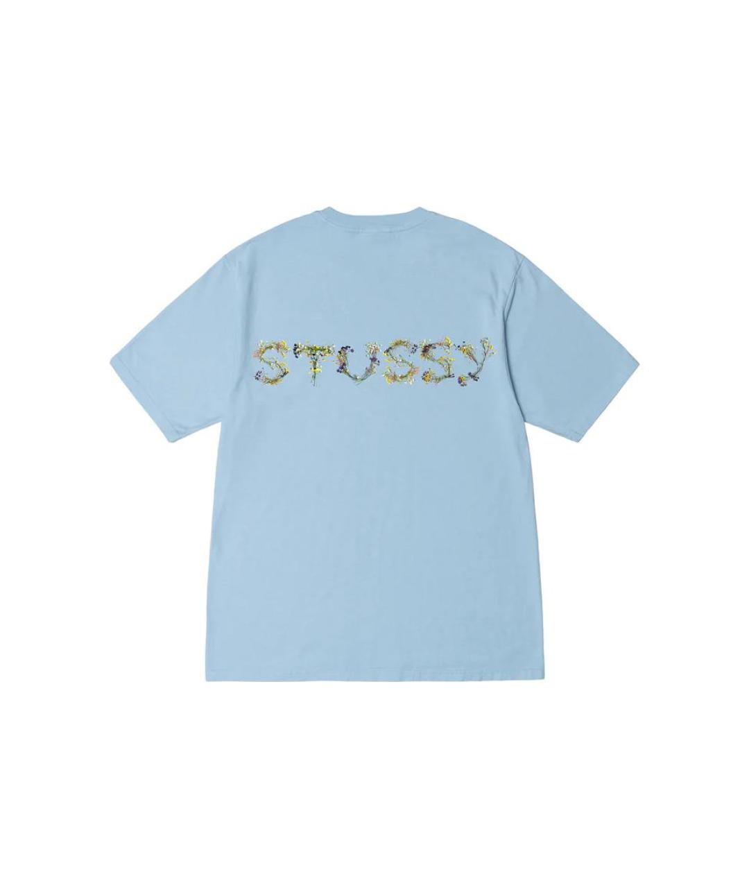 STUSSY Голубая хлопковая футболка, фото 2