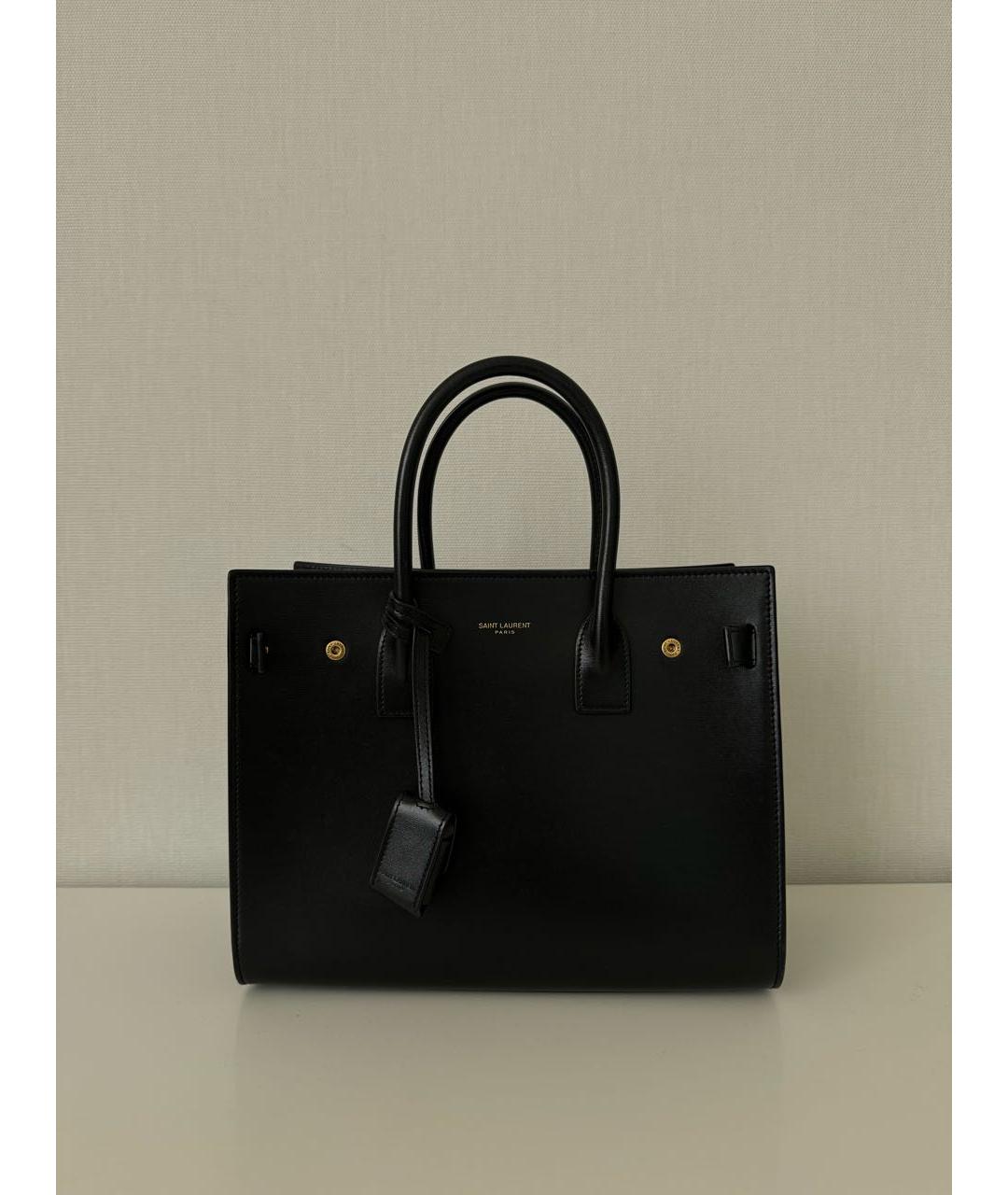 SAINT LAURENT Черная кожаная сумка с короткими ручками, фото 6
