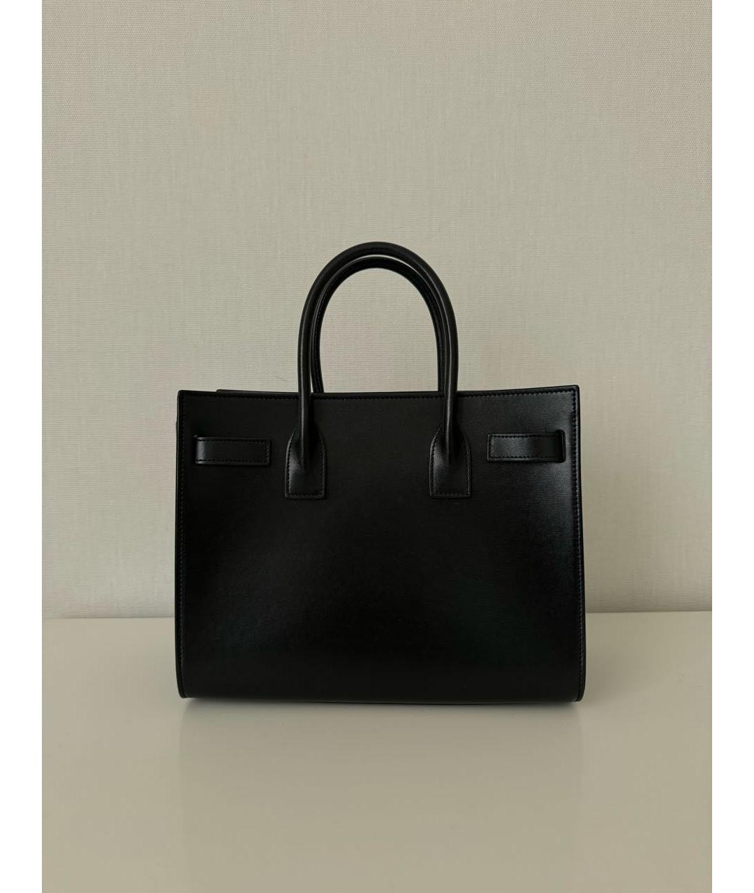 SAINT LAURENT Черная кожаная сумка с короткими ручками, фото 3
