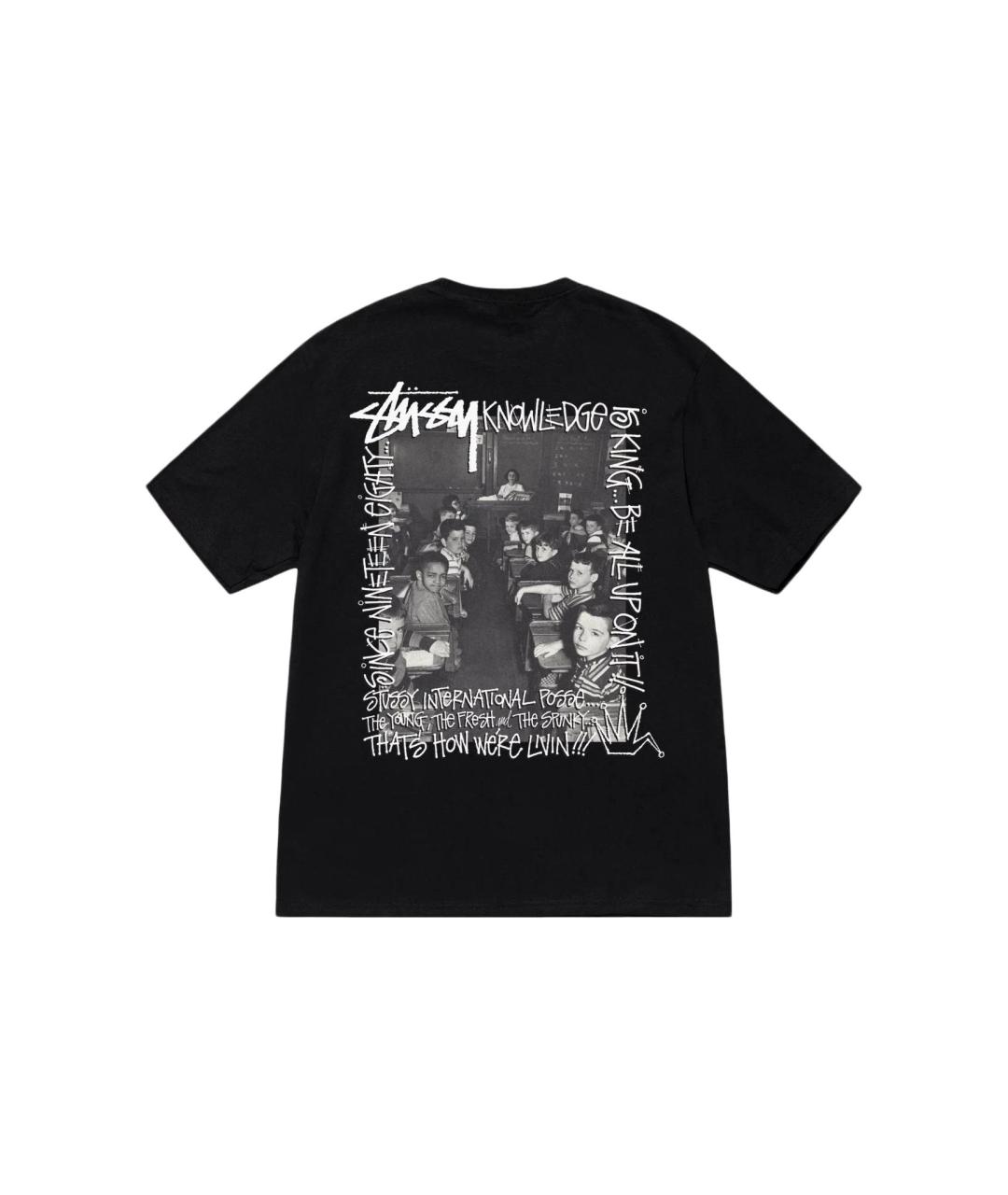 STUSSY Черная хлопковая футболка, фото 2