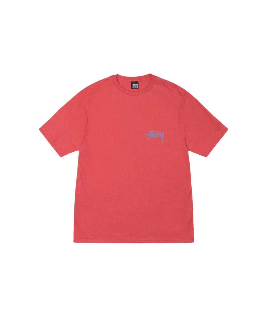 STUSSY Коралловая хлопковая футболка, фото 1