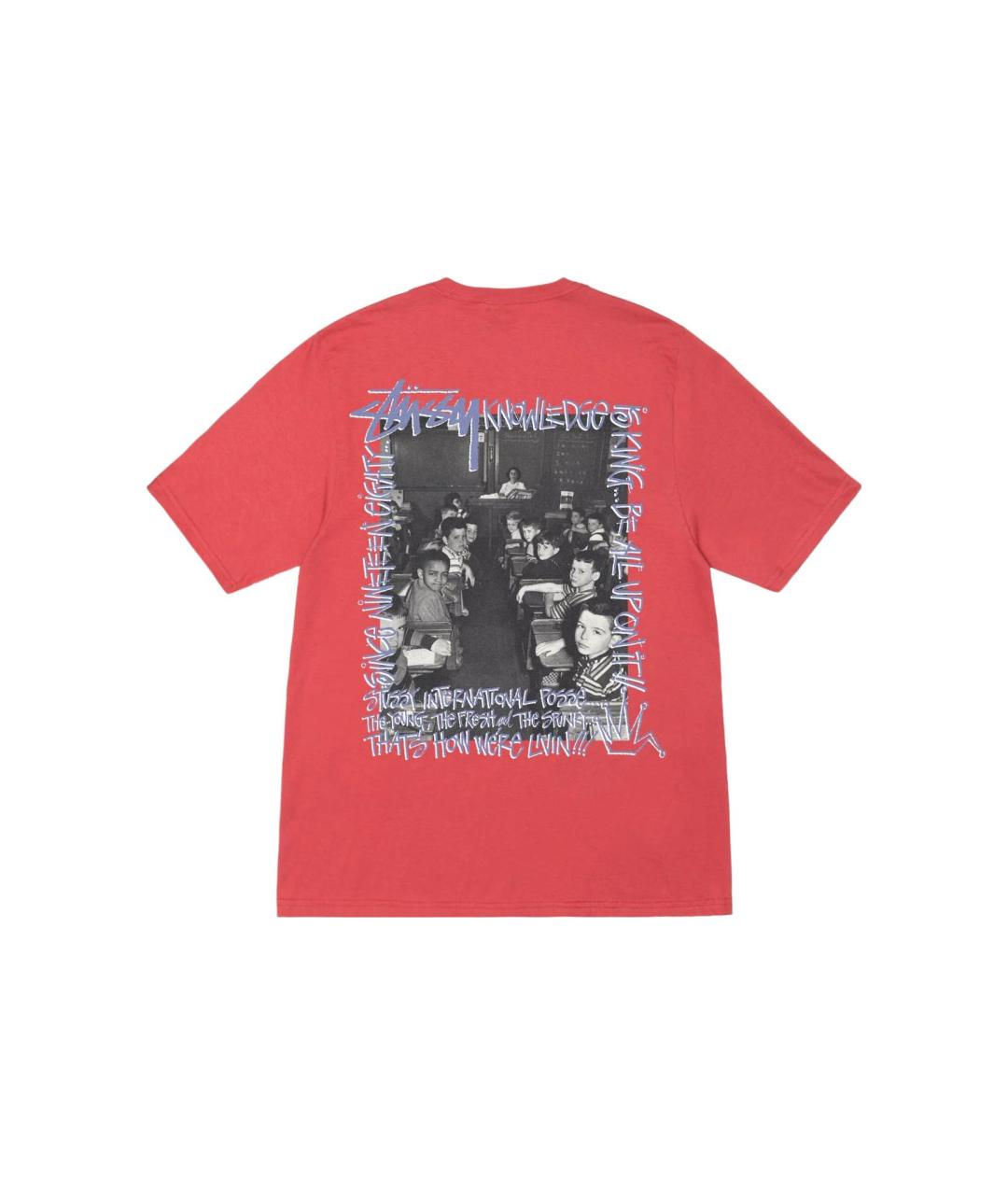 STUSSY Коралловая хлопковая футболка, фото 2