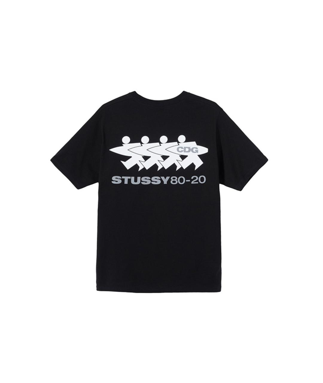 STUSSY Черная хлопковая футболка, фото 2