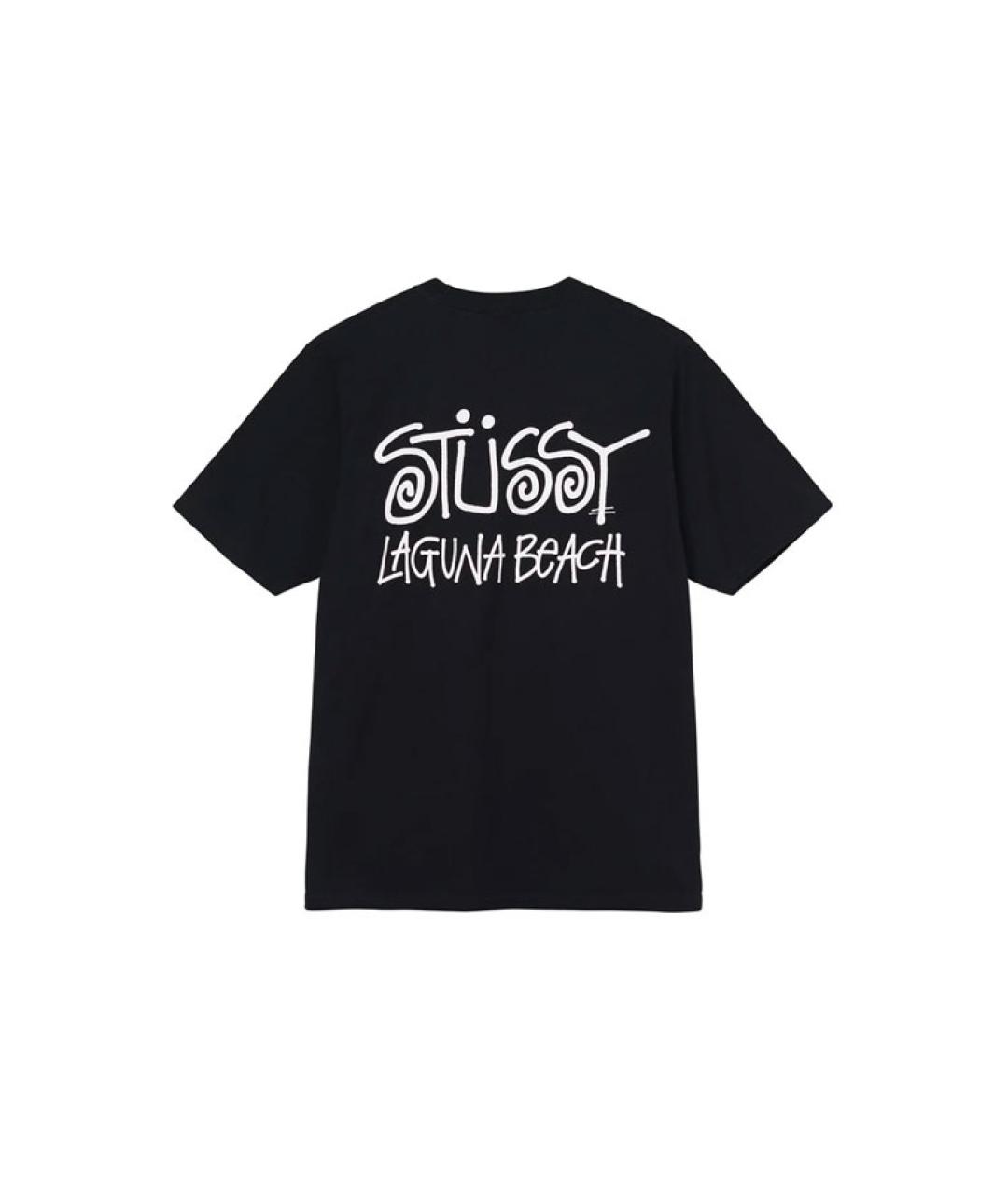 STUSSY Черная хлопковая футболка, фото 2