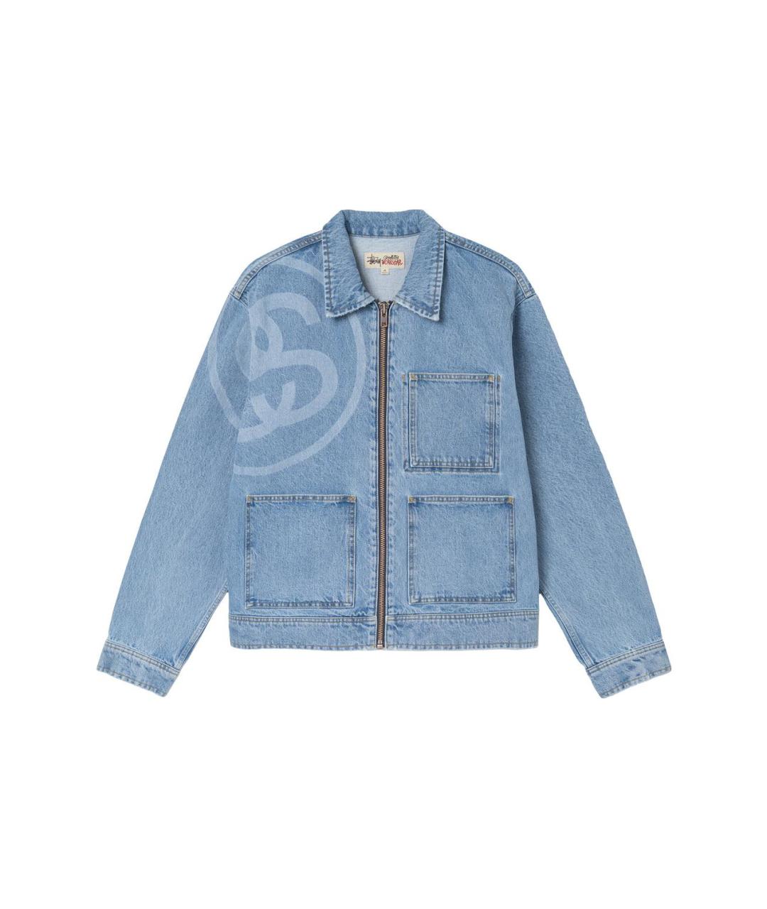 STUSSY Голубая деним куртка, фото 1