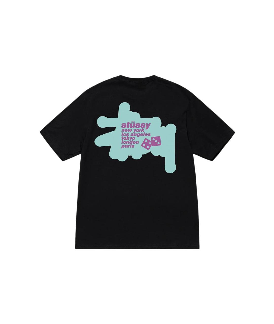 STUSSY Черная хлопковая футболка, фото 2