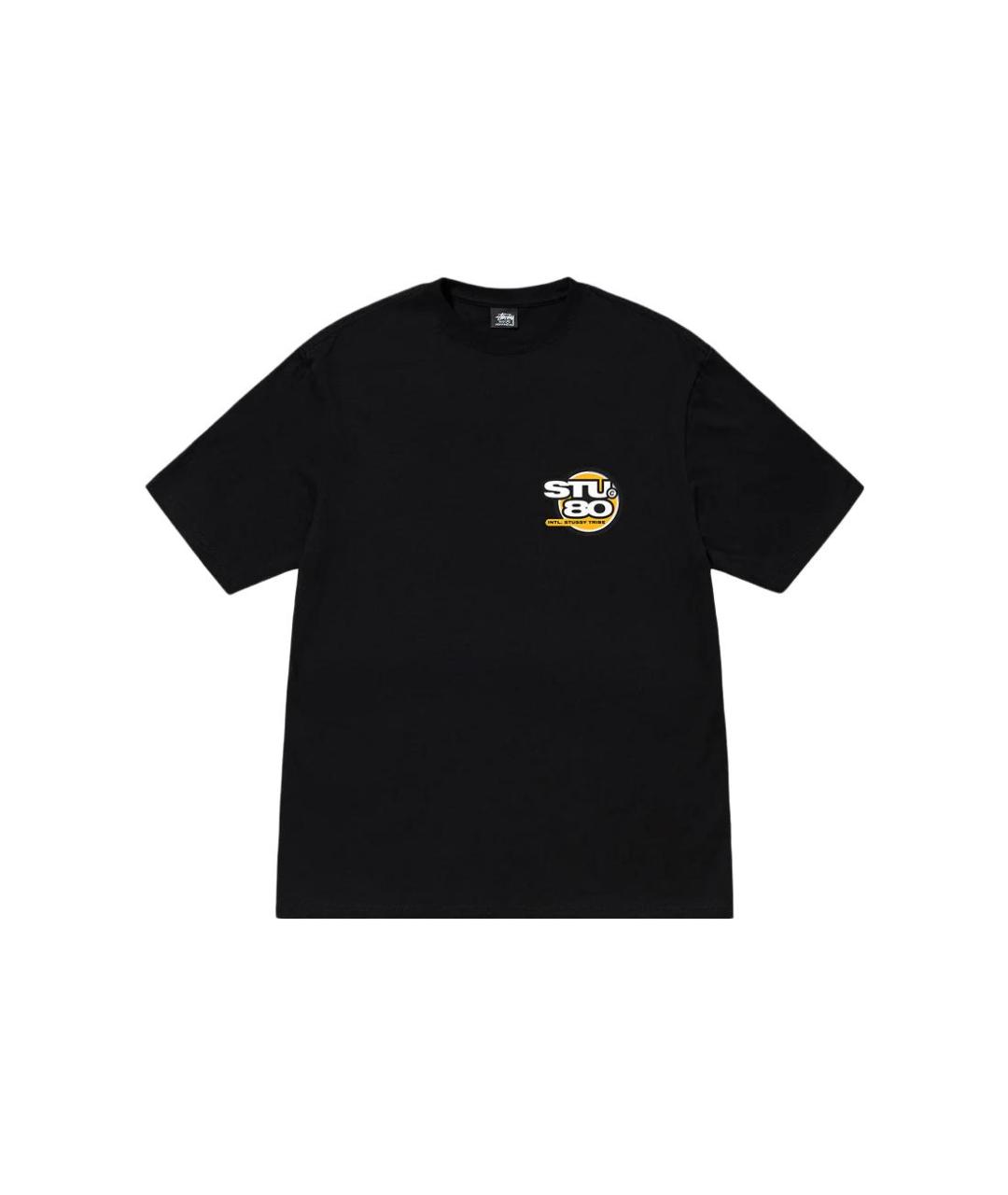 STUSSY Черная хлопковая футболка, фото 1