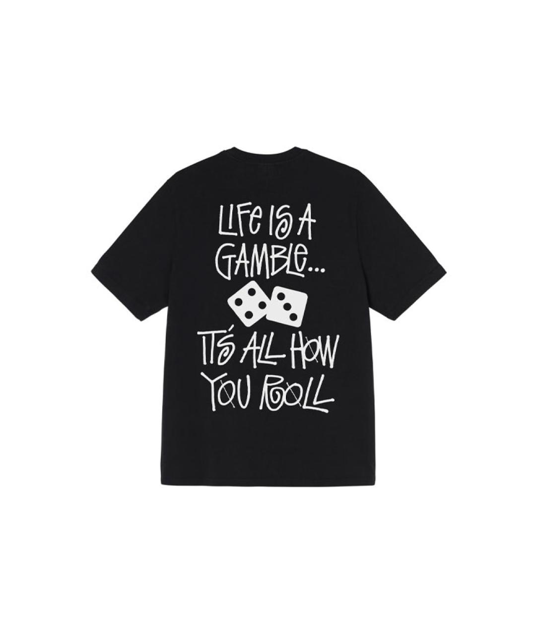 STUSSY Черная хлопковая футболка, фото 2