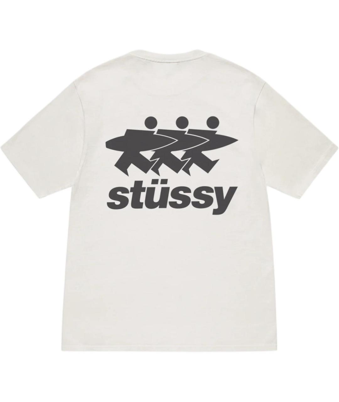 STUSSY Бежевая хлопковая футболка, фото 2