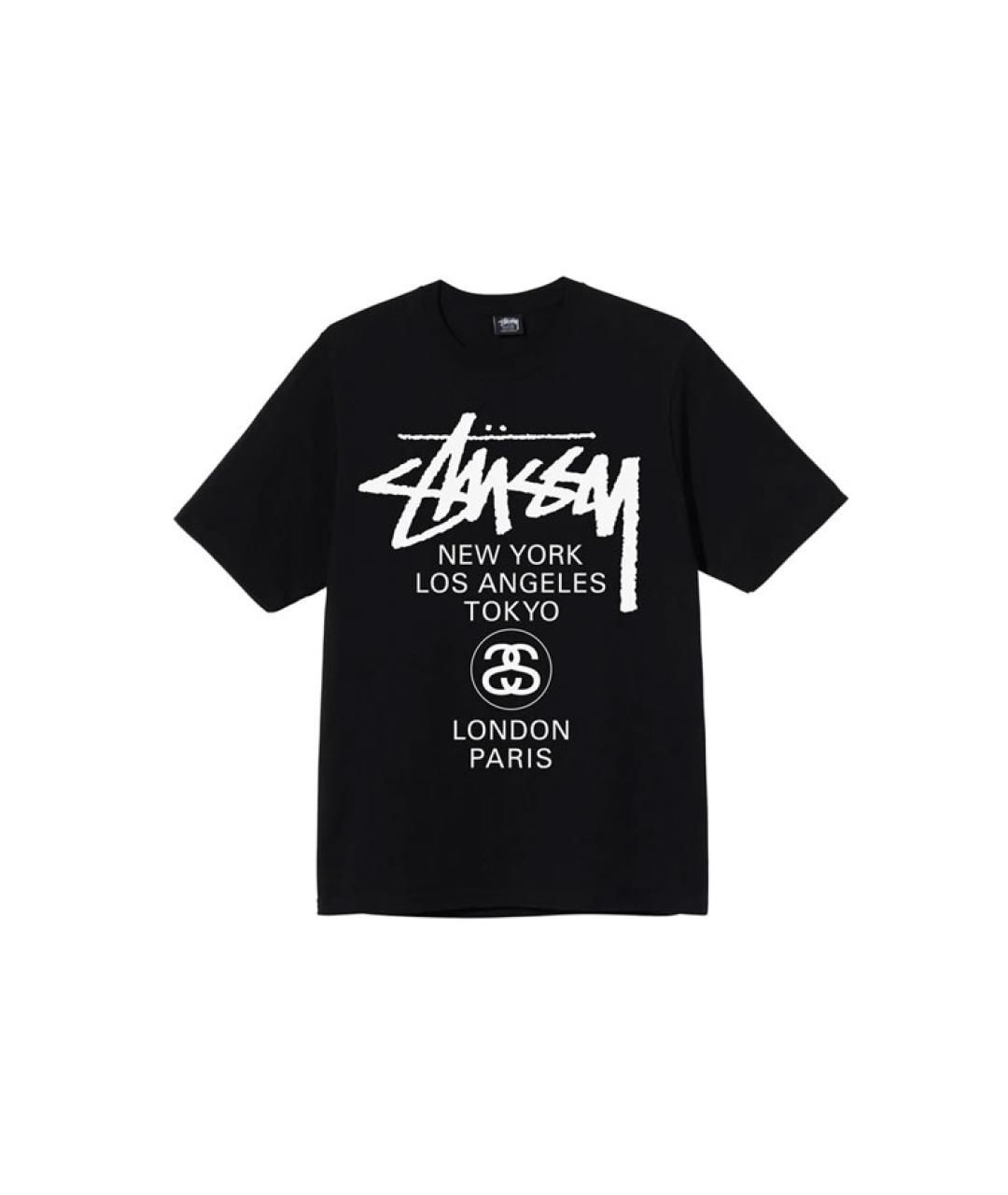 STUSSY Черная хлопковая футболка, фото 1