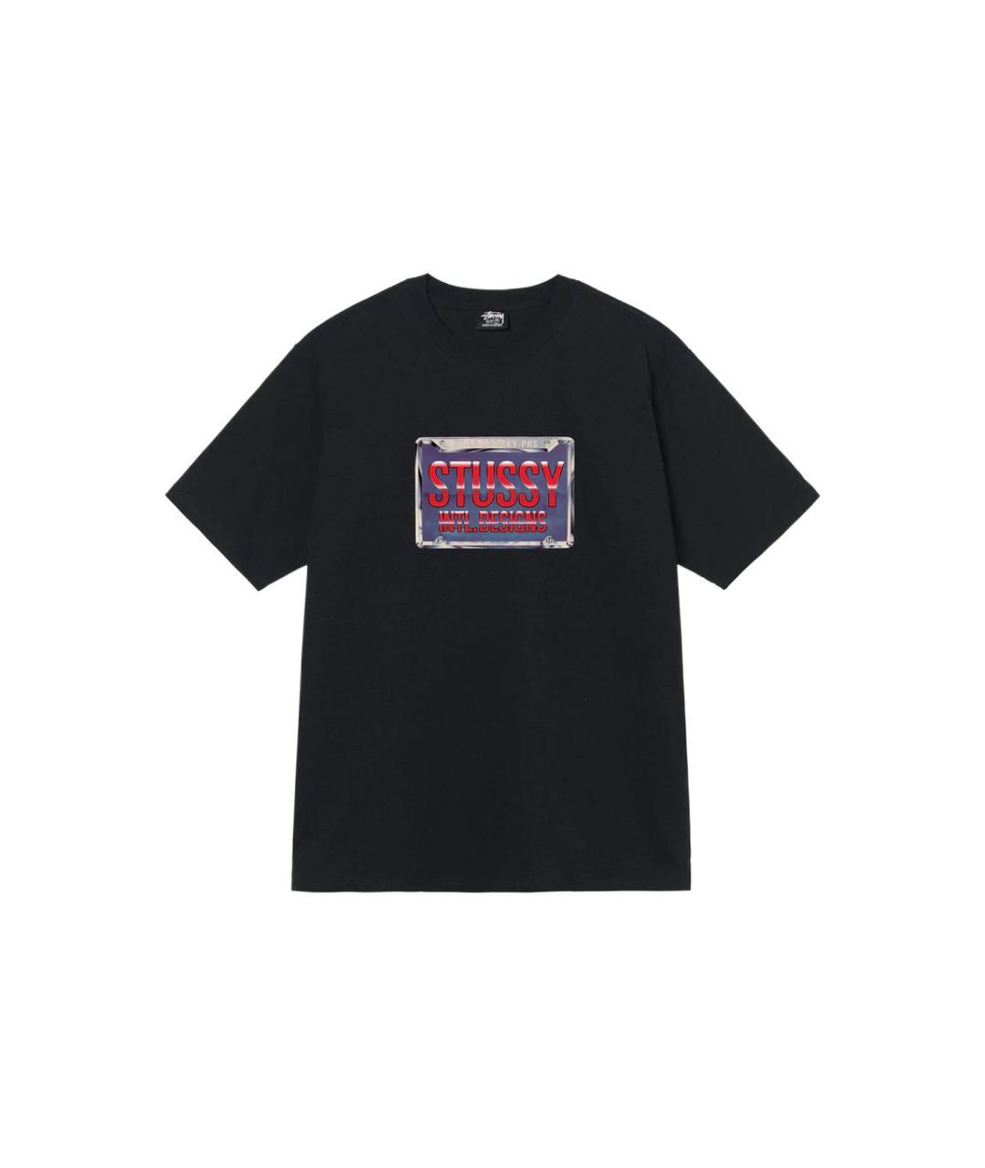 STUSSY Черная хлопковая футболка, фото 1