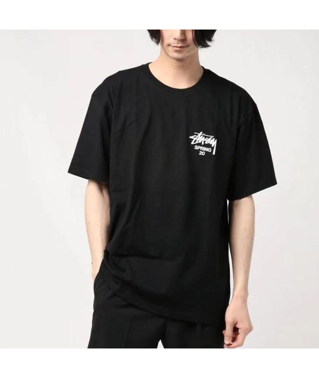 STUSSY Черная хлопковая футболка, фото 4