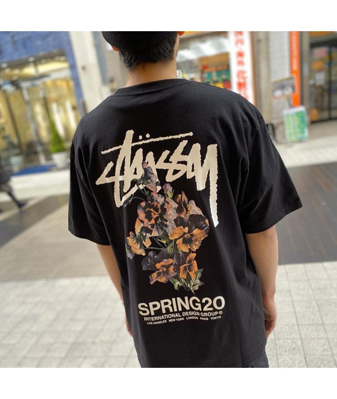 STUSSY Черная хлопковая футболка, фото 5