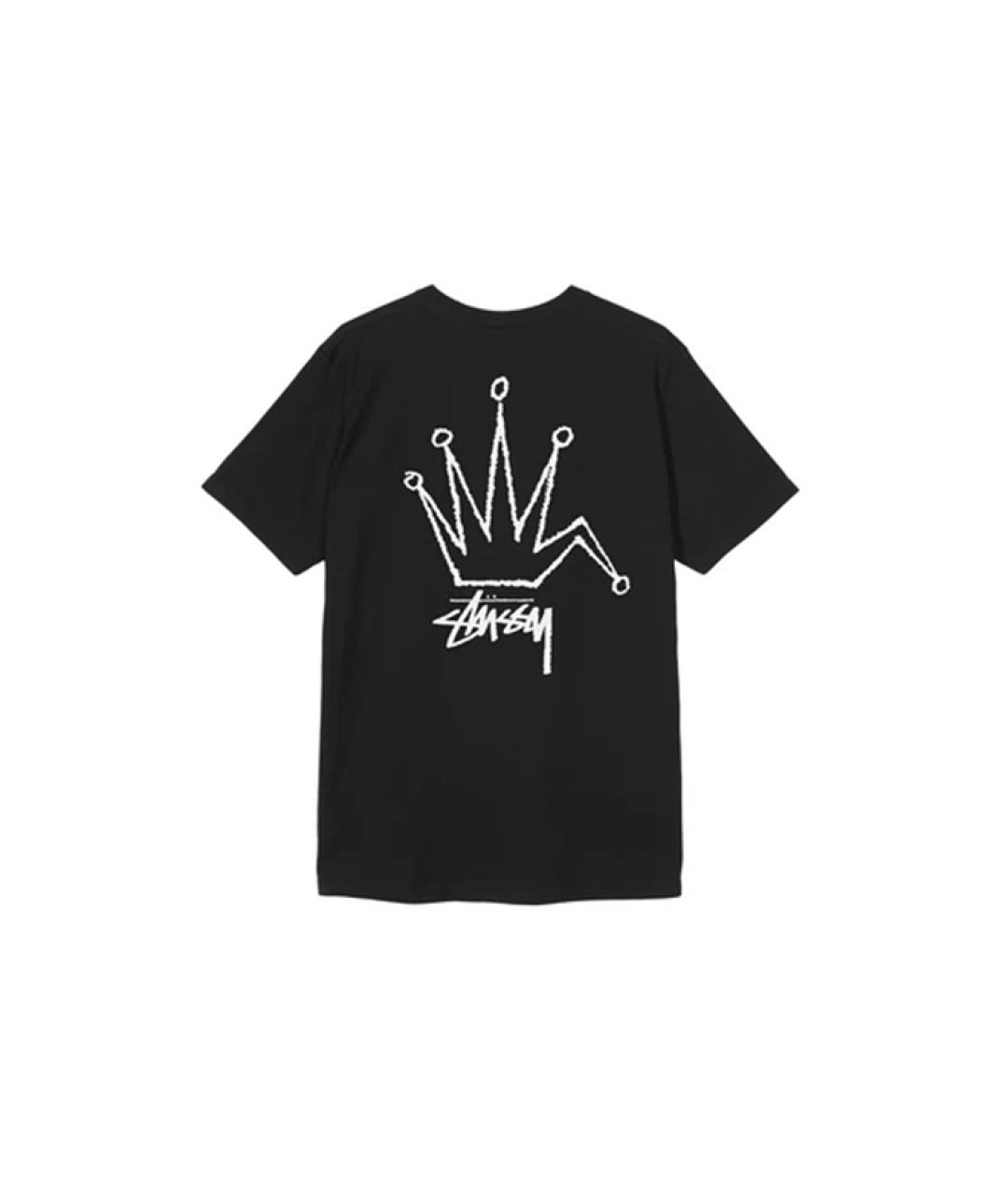 STUSSY Черная хлопковая футболка, фото 2