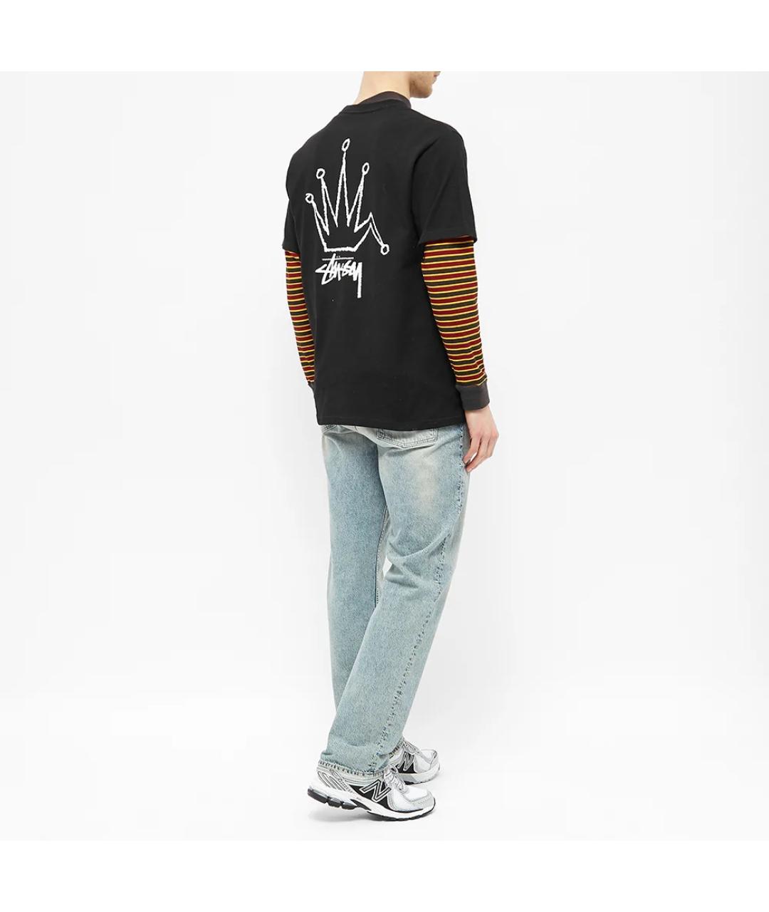 STUSSY Черная хлопковая футболка, фото 3