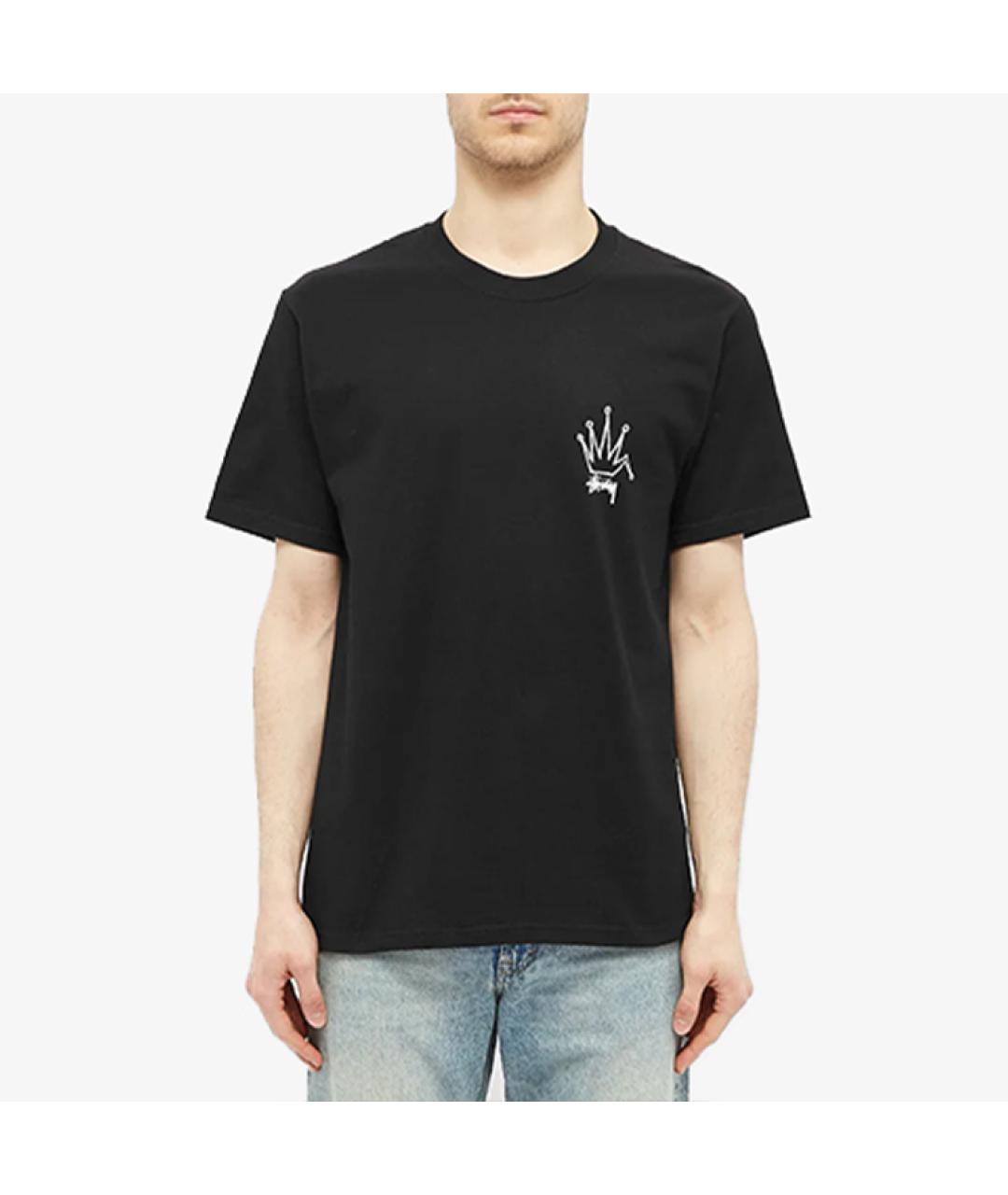 STUSSY Черная хлопковая футболка, фото 4