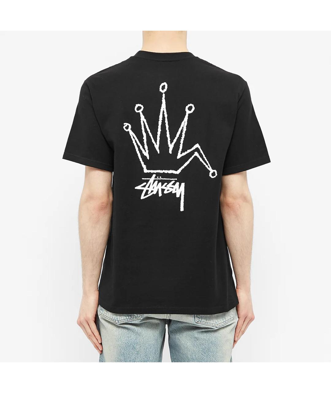 STUSSY Черная хлопковая футболка, фото 5